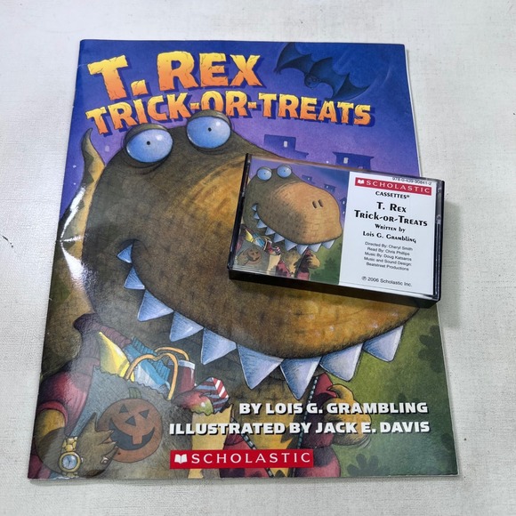 Scholastic Other - Scholastic T. Rex Trick-or-Treats Book and Cassette Tape Set Lois G Grambling